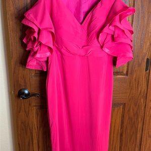 Elegant Pink Ruffle Sleeve Dress